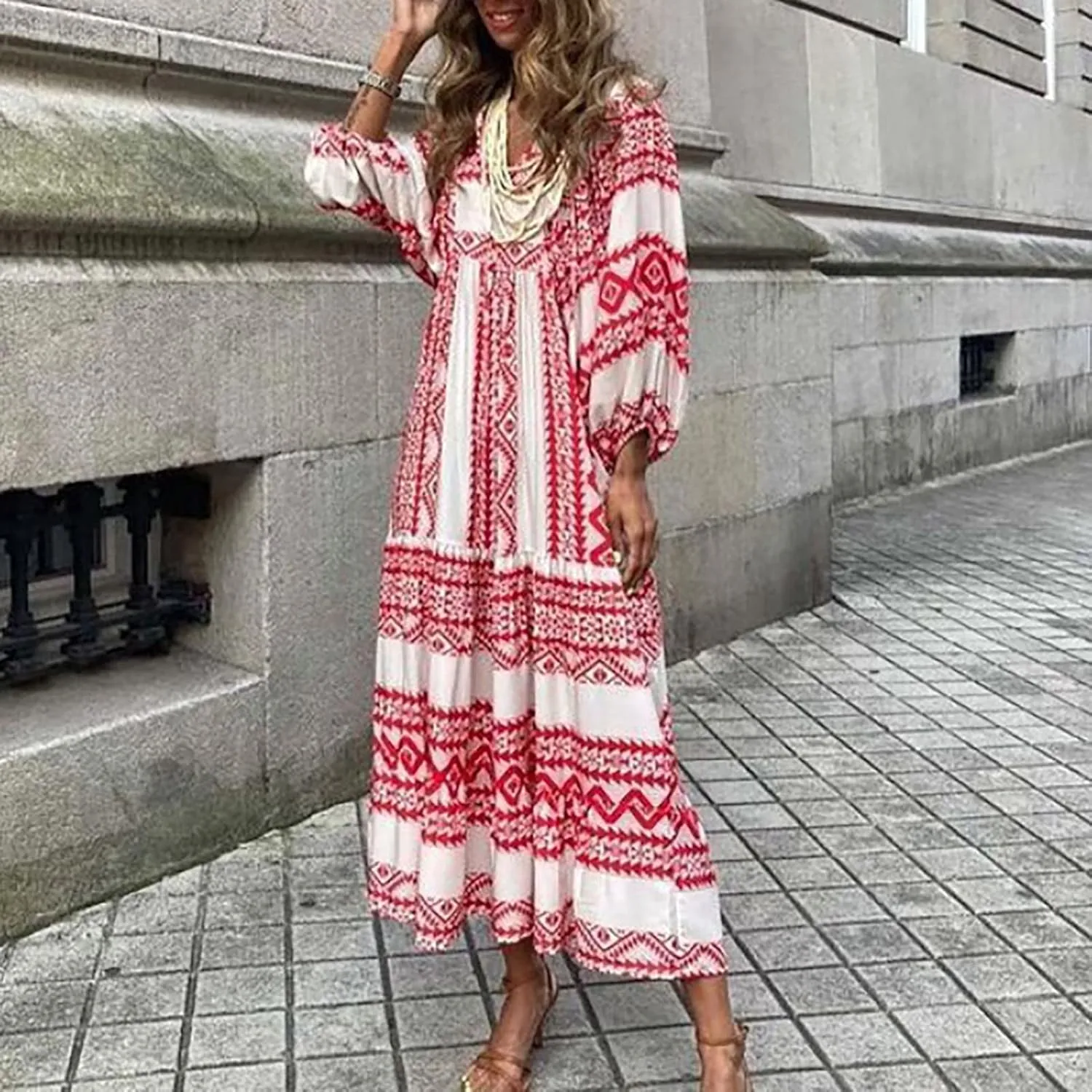 Eduavar Summer Dresses for Women 2024, Maxi Dress for Women Summer Boho Flowy Long Dress Short Sleeve Loose Fit Dress
