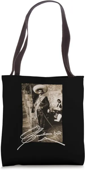 Emiliano Zapata Tee Mexican Revolutionary Photo Signature Tote Bag
