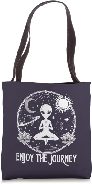 Enjoy the Journey Yoga Celestial Alien Meditation Vibes Tote Bag
