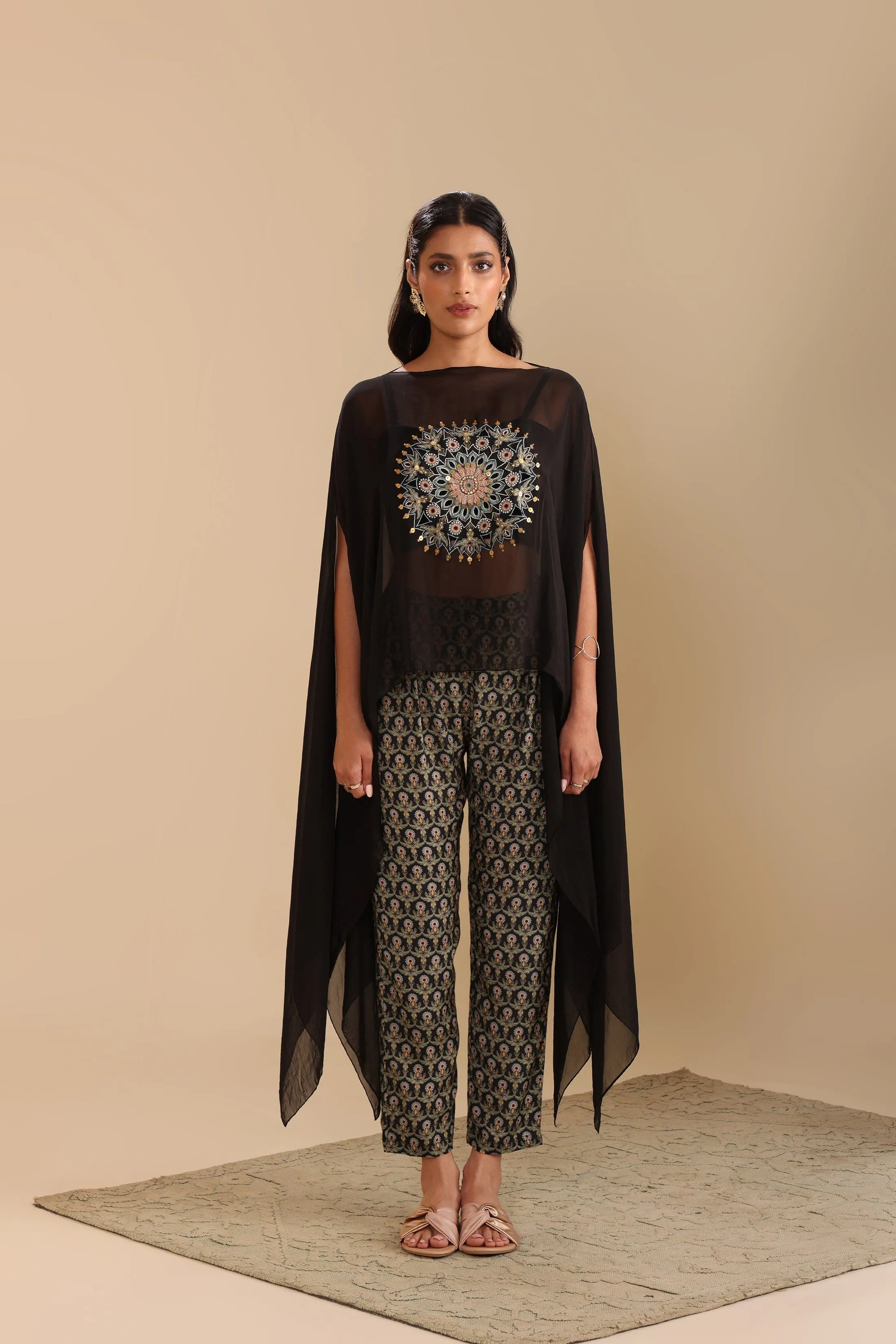 Eraya Printed Jumpsuit With Cape