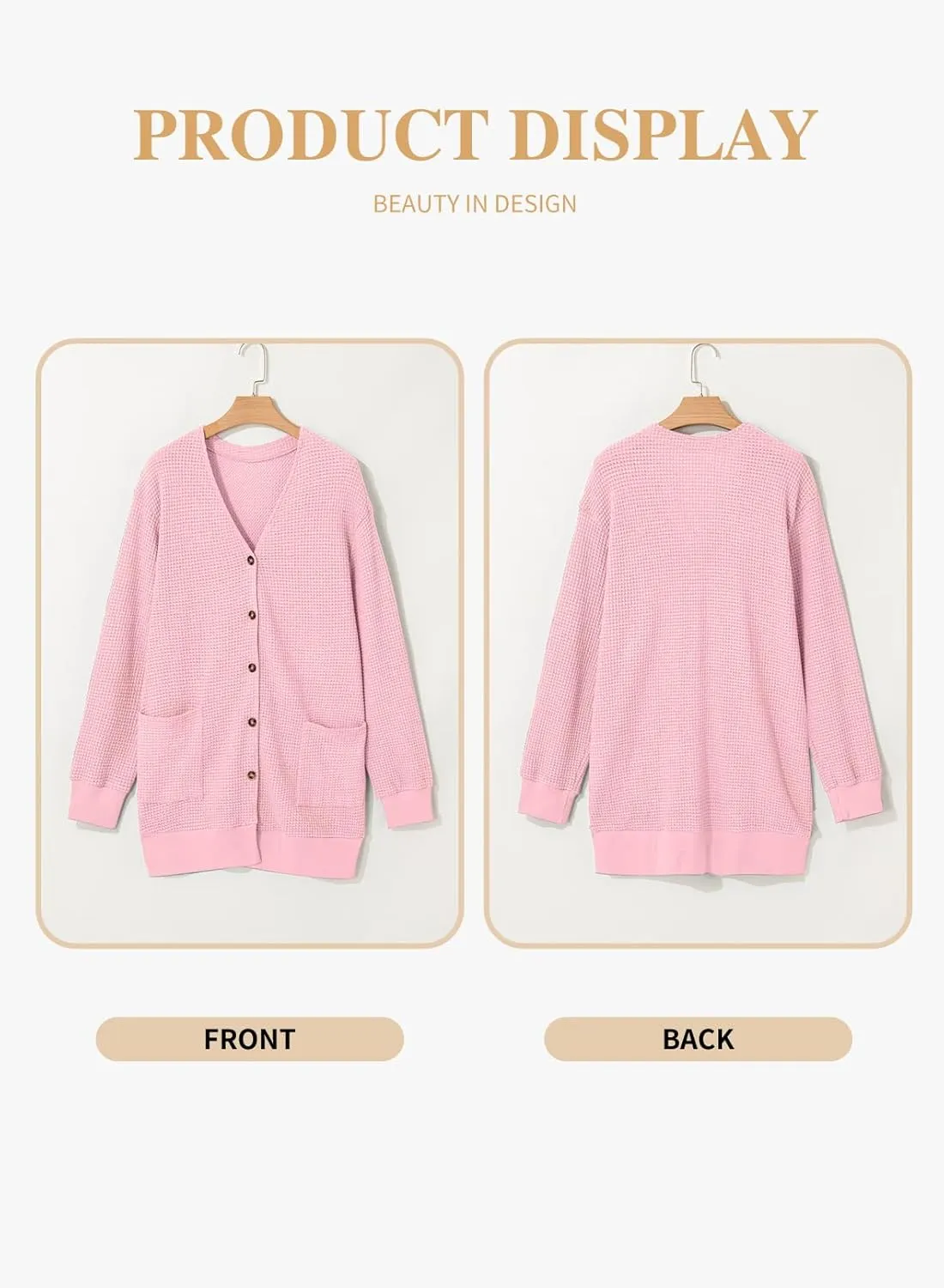 Eytino Womens Plus Size Cardigans Casual Long Sleeve Waffle Knit Front Button Tops(1X-5X)