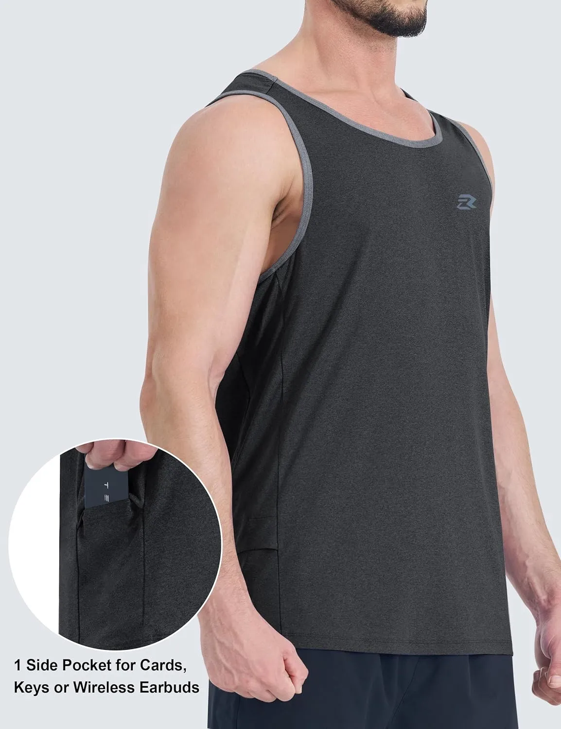 EZRUN Mens Tank Tops Quick Dry Workout Muscle Sleeveless Shirts for Summer Bodybuilding Running Fitness Training