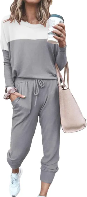 Fixmatti Women Casual 2 Piece Outfit Long Pant Set Sweatsuits Tracksuits