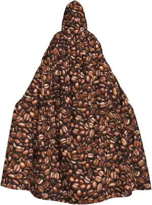 Funny Roasted Coffee Beans Print Halloween Hooded Cloak Suitable Carnival Theme Party Halloween Cosplay Costume