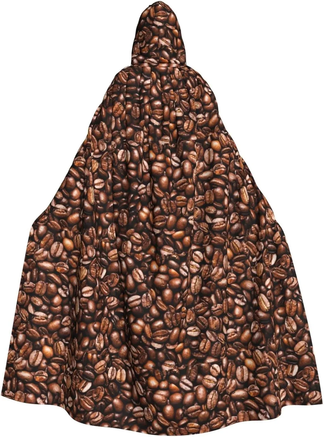 Funny Roasted Coffee Beans Print Halloween Hooded Cloak Suitable Carnival Theme Party Halloween Cosplay Costume