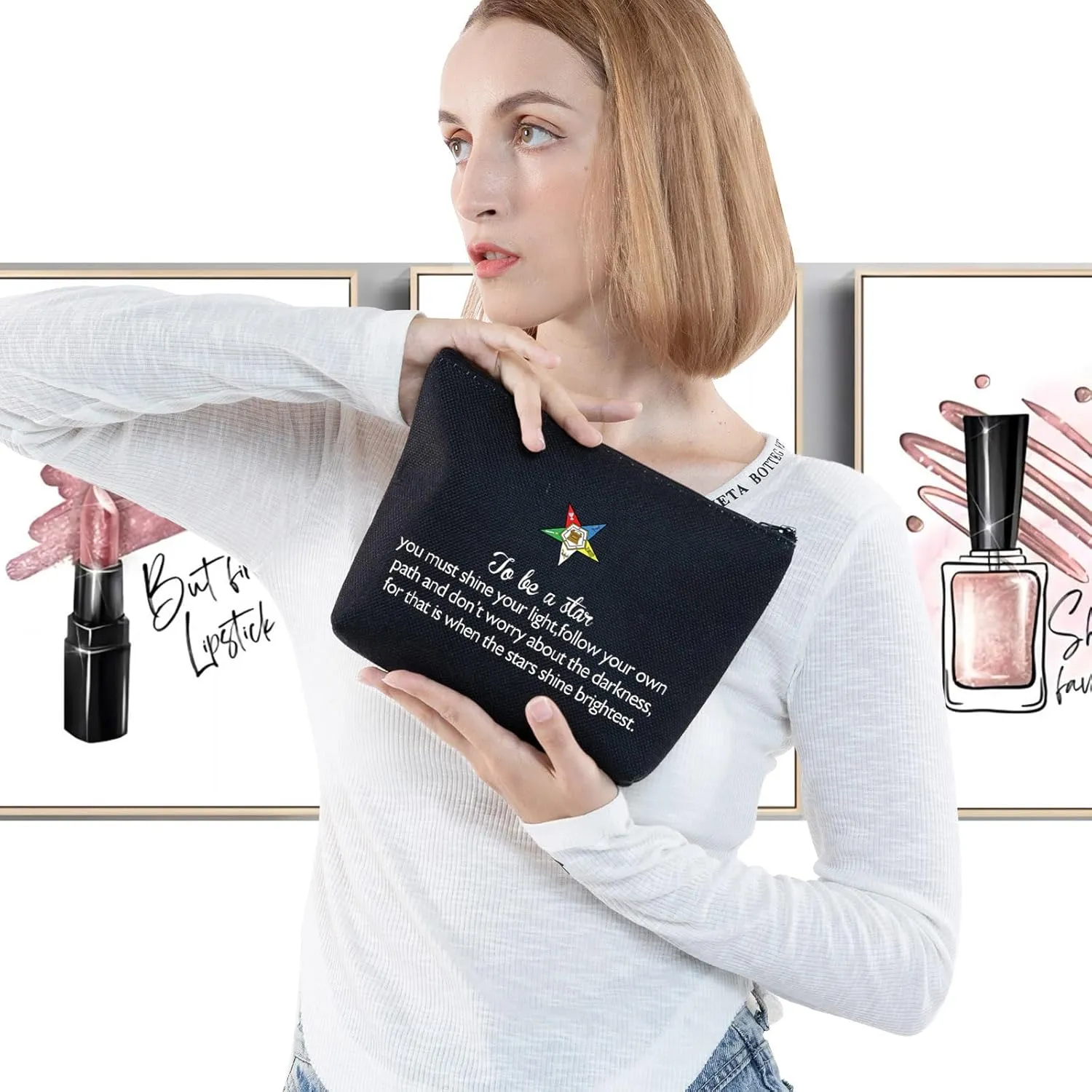 G2TUP Sisterhood Makeup Bag Sorority Sister Gift Sisterhood Cosmetic Bag Greek Sorority Merch (Be a Star BL)