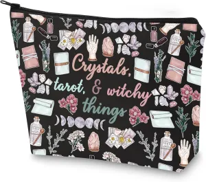 G2TUP Witch Toiletry Bag for Crystals Tarot And Witchy Things Witchcraft Cosmetics Bag Halloween Witch Gift (Crystals Tarot New)