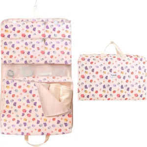 Garment Bags for Travel, Foldable Carry on Travel Duffel Bag for Women, Hanging Weekender Overnight Bag for Clothes, Socks, Underwear, Panties (Strawberry Jam)