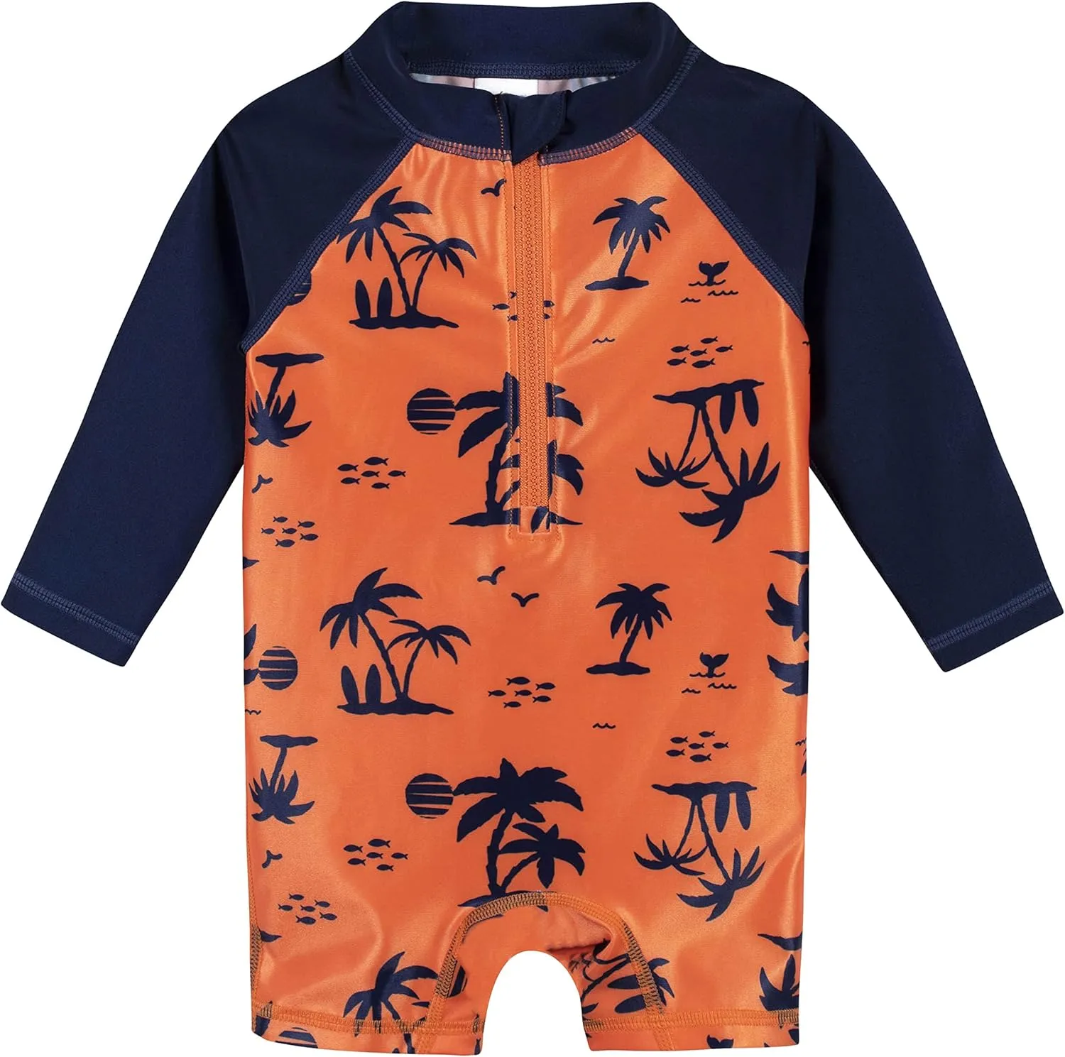 Gerber Baby Boys' Toddler Long Sleeve One Piece Sun Protection Rashguard Swimsuit