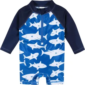 Gerber Baby Boys' Toddler Long Sleeve One Piece Sun Protection Rashguard Swimsuit