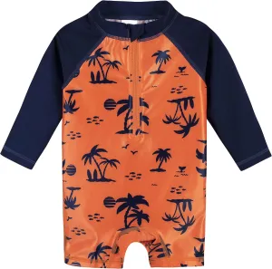 Gerber Baby Boys' Toddler Long Sleeve One Piece Sun Protection Rashguard Swimsuit