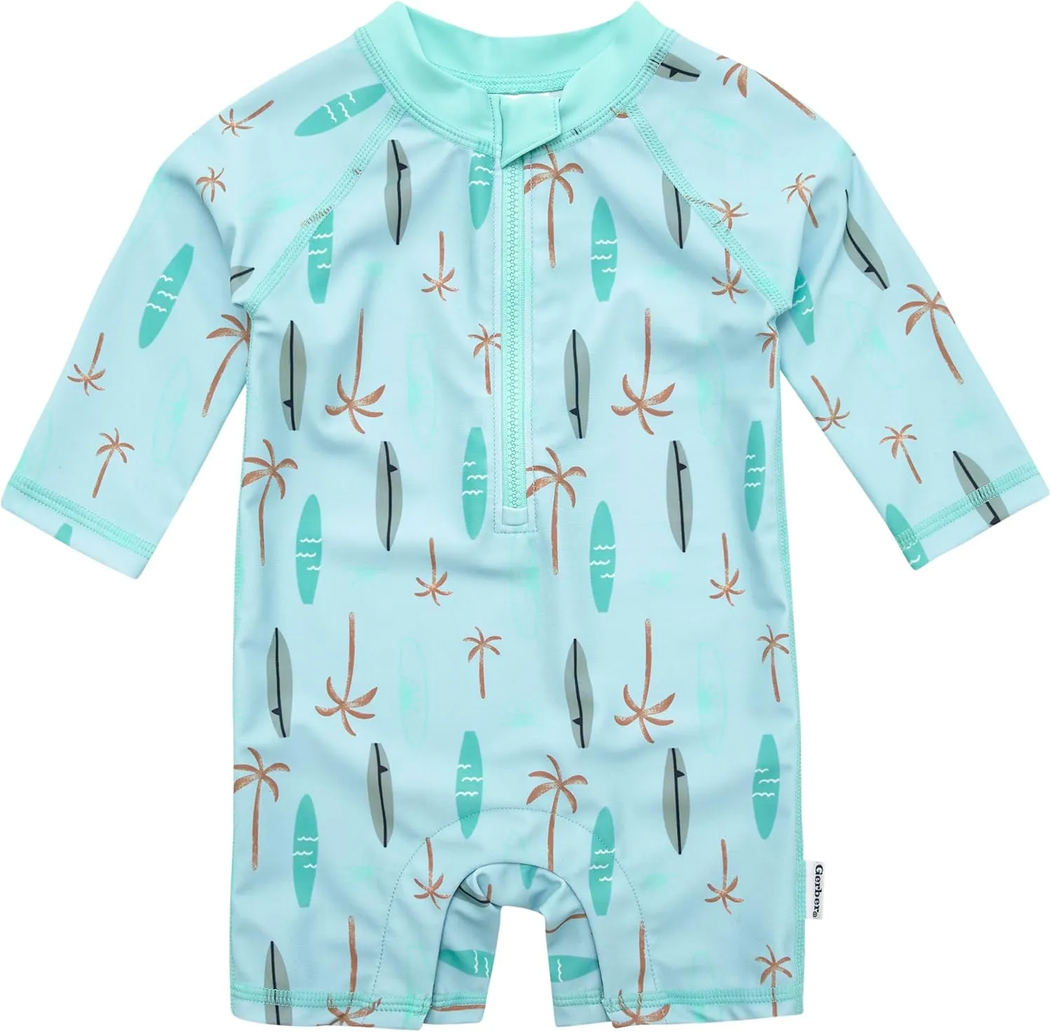 Gerber Baby Boys' Toddler Long Sleeve One Piece Sun Protection Rashguard Swimsuit