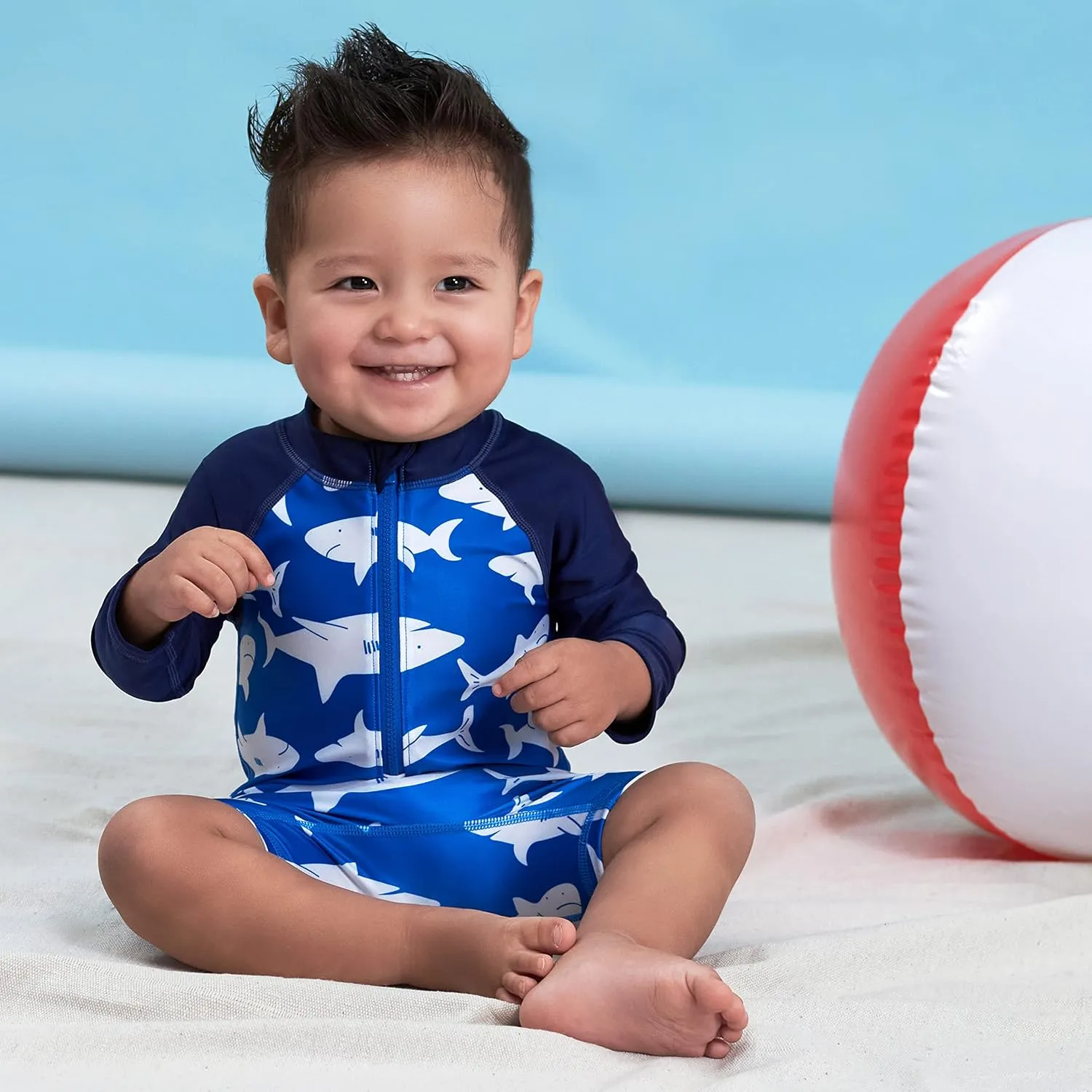 Gerber Baby Boys' Toddler Long Sleeve One Piece Sun Protection Rashguard Swimsuit