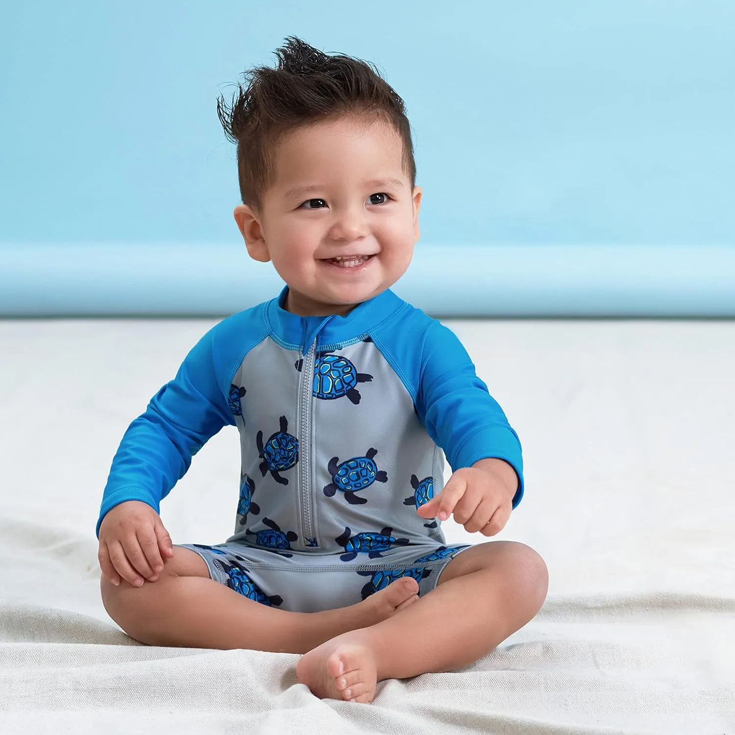 Gerber Baby Boys' Toddler Long Sleeve One Piece Sun Protection Rashguard Swimsuit