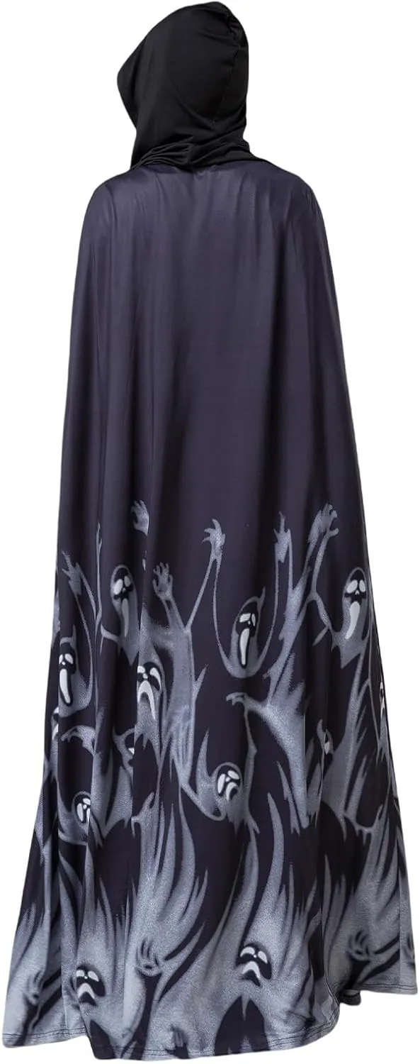 Ghost Witch Full-Length Cloak Cape for Halloween and Day of the Dead Halloween Cosplay Party