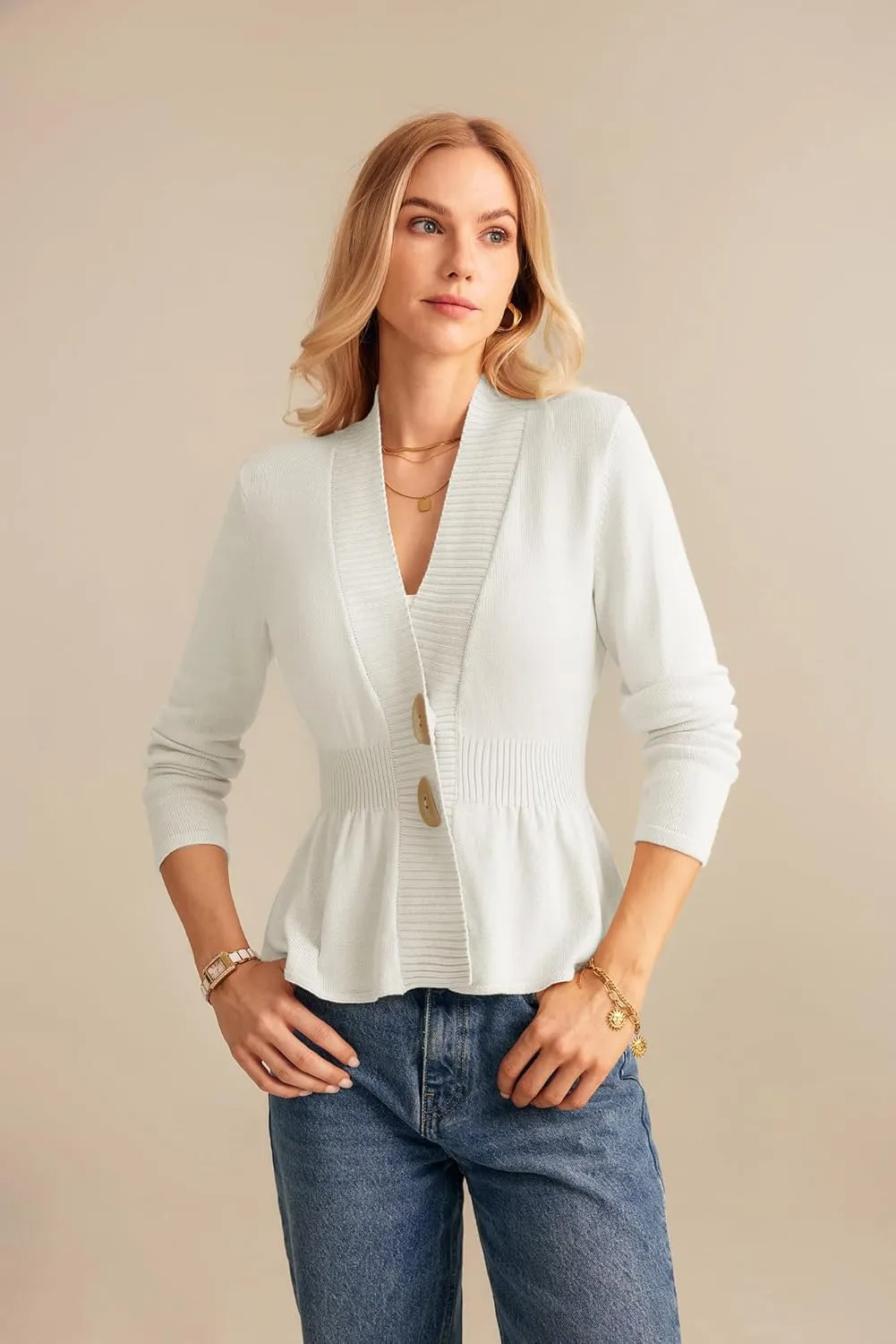 GRACE KARIN Women 2025 Button Down Lightweight Cardigan Casual Open Front Sweater Crochet Tops Knitted Coat