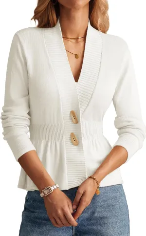 GRACE KARIN Women 2025 Button Down Lightweight Cardigan Casual Open Front Sweater Crochet Tops Knitted Coat