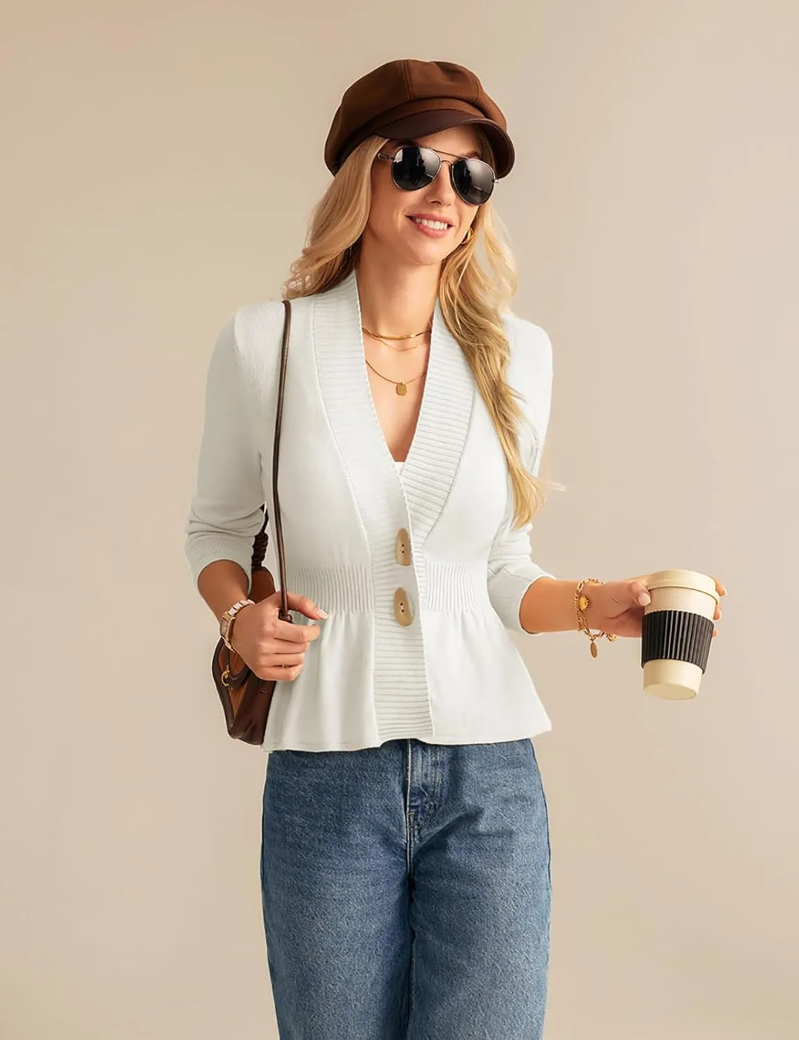 GRACE KARIN Women 2025 Button Down Lightweight Cardigan Casual Open Front Sweater Crochet Tops Knitted Coat