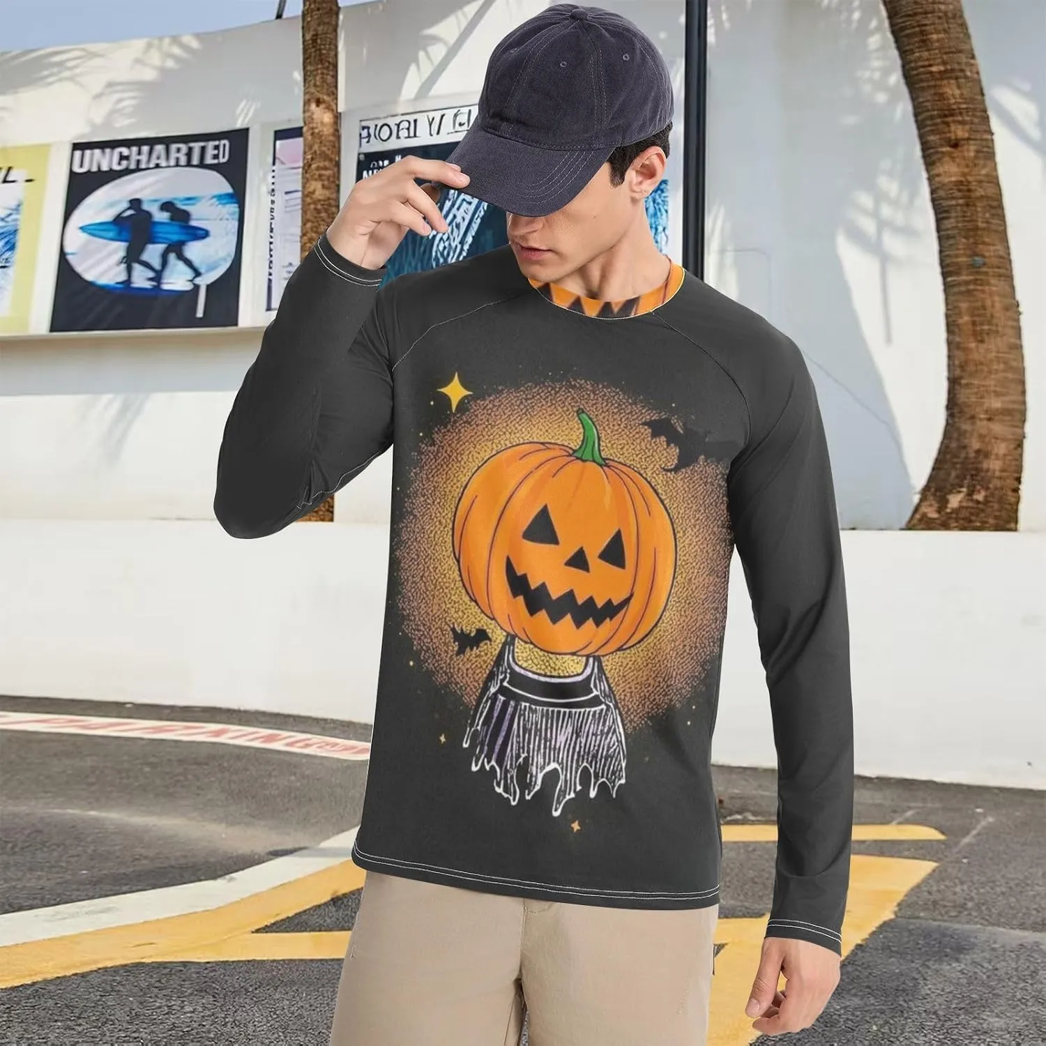 Gradient Iridescent Glitter Men's Sun Protection Shirts UPF 50  Long Sleeve Rash Guard Swim Beach Shirt Quick Dry