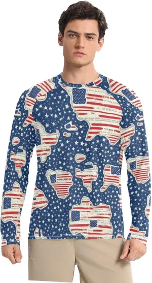 Gradient Iridescent Glitter Men's Sun Protection Shirts UPF 50  Long Sleeve Rash Guard Swim Beach Shirt Quick Dry