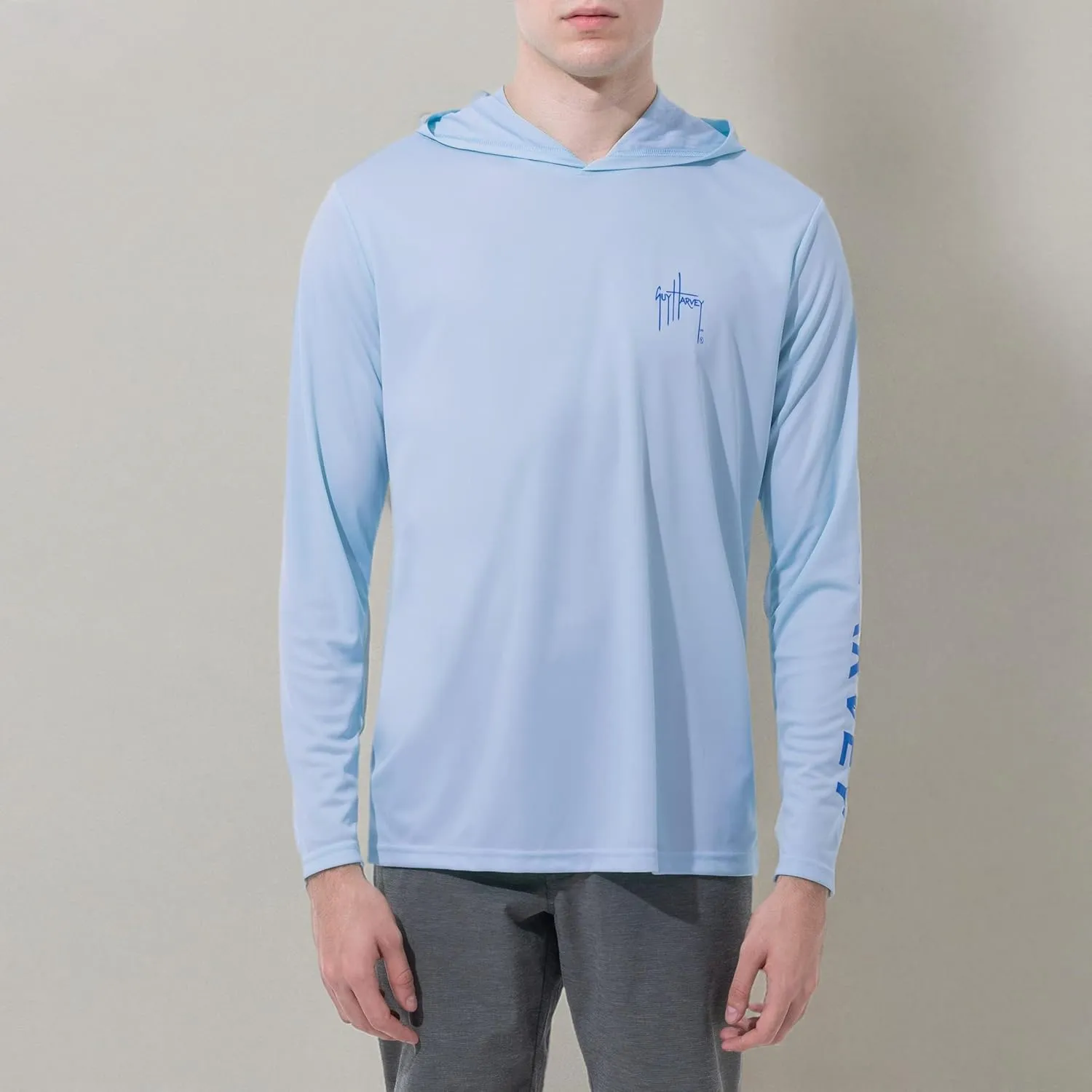 Guy Harvey Men's Long Sleeve Performance Sun Protection Hoodie UPF 50 
