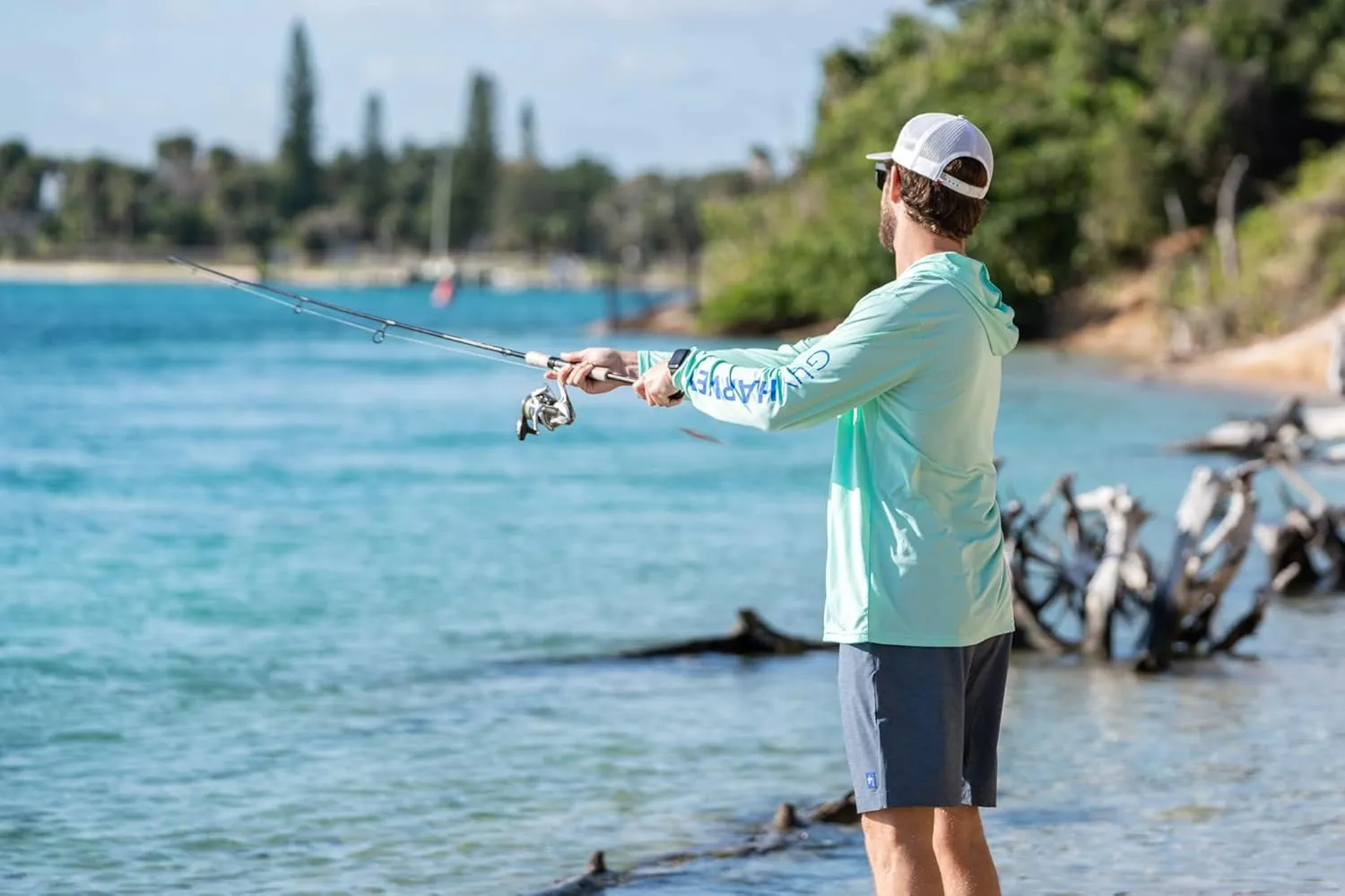 Guy Harvey Men's Long Sleeve Performance Sun Protection Hoodie UPF 50 