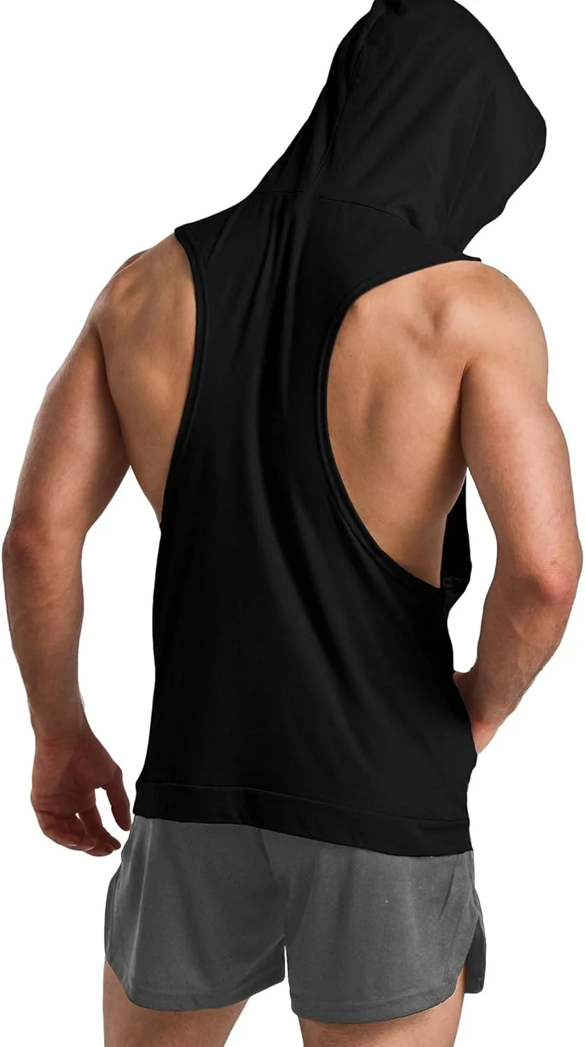 GYM REVOLUTION Men's Workout Sleeveless Shirts Muscle Hooded Tank Gym Fitness Quick Dry Sleeveless Hoodies