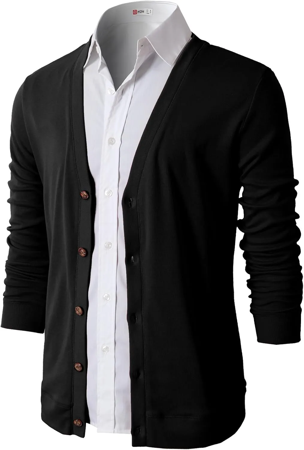 H2H Mens Casual Slim Fit Cardigans V-Neck Basic Designed Long Sleeve Button Down