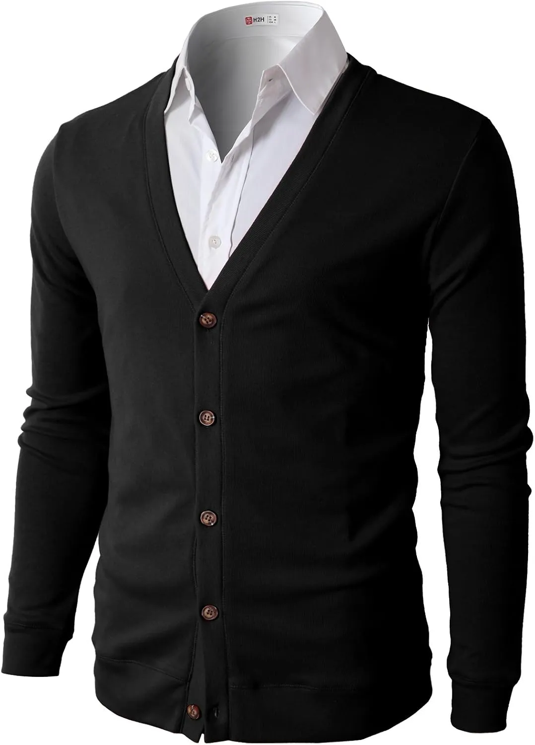 H2H Mens Casual Slim Fit Cardigans V-Neck Basic Designed Long Sleeve Button Down