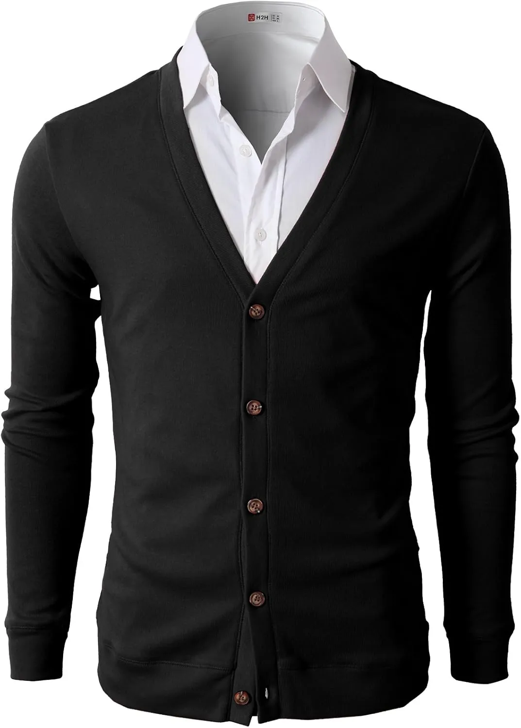 H2H Mens Casual Slim Fit Cardigans V-Neck Basic Designed Long Sleeve Button Down