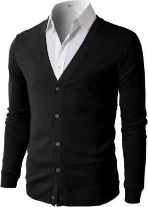 H2H Mens Casual Slim Fit Cardigans V-Neck Basic Designed Long Sleeve Button Down