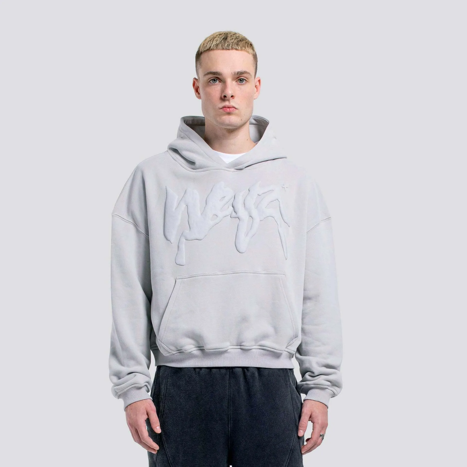 Hip Hop Puff Print Hooded Pullover Sweater