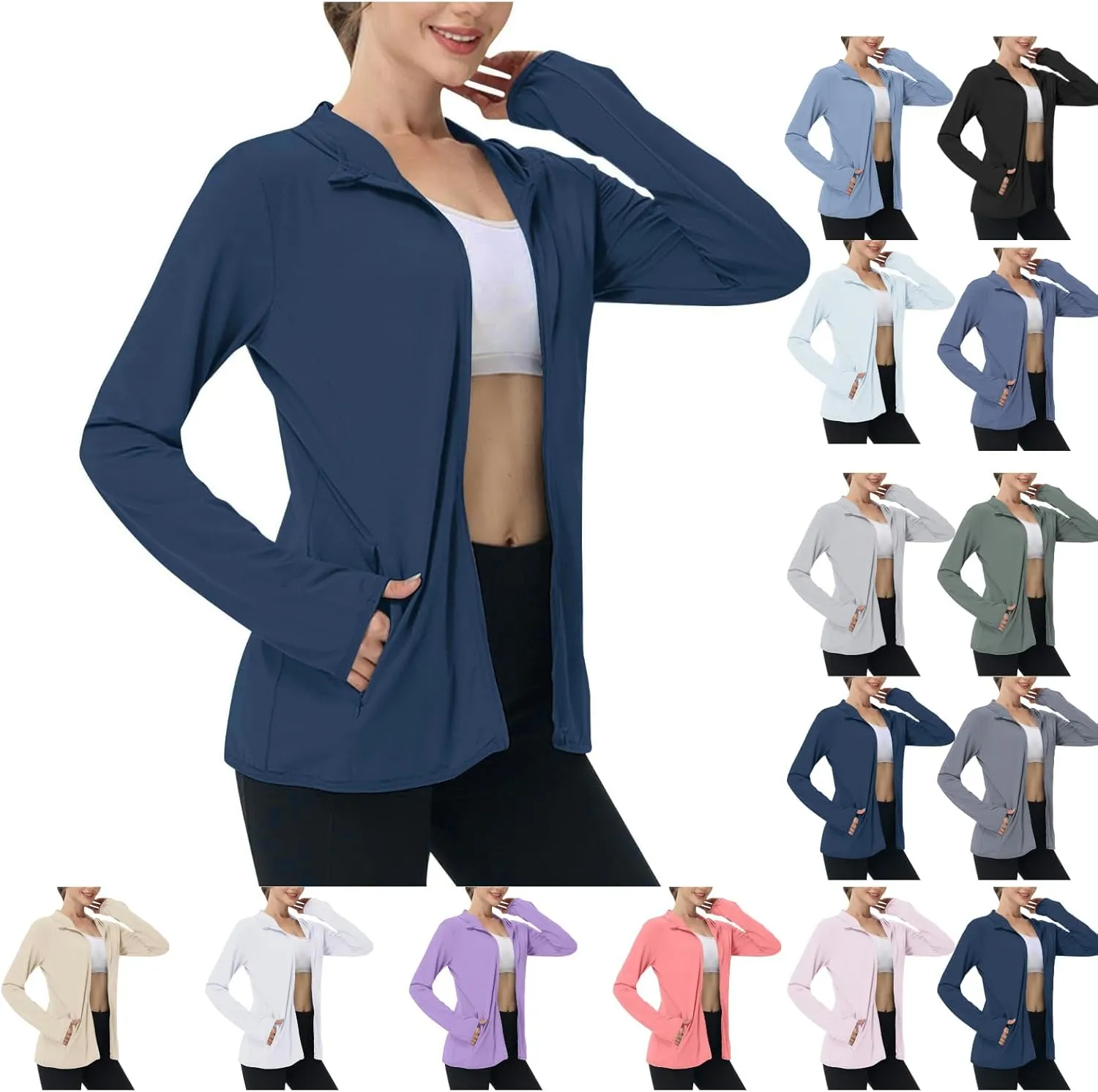 Hoodies for Women UPF 50  Sun Protection Shirts Lightweight Long Sleeve Sun Hoodie Jacket with Pockets for Hiking Outdoor