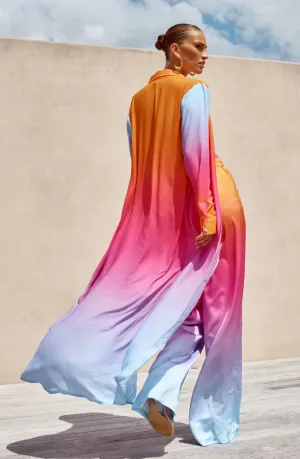 HOPE & HARMONY MAXI DUSTER COVERUP COAT IN ORANGE OMBR