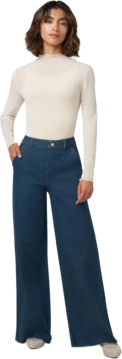 HUE Women's Fashion Jeggings-Cropped Flare, Straight, Bootcut, Wide Denim Leggings