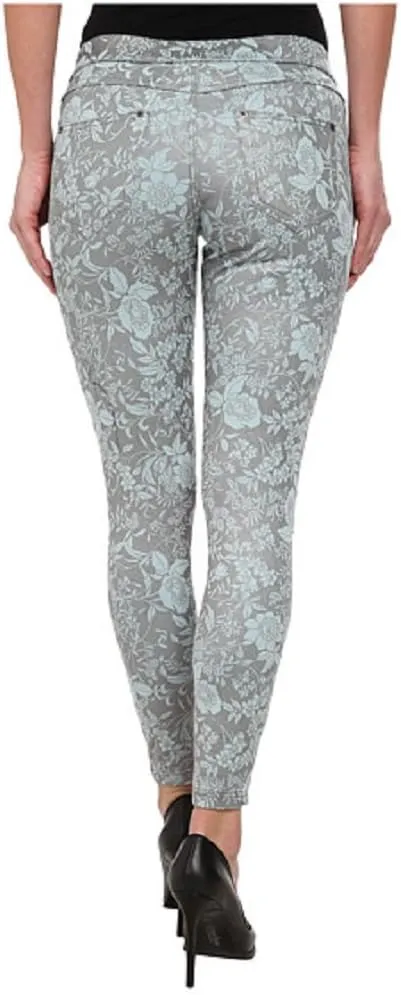 HUE Women's Floral Metallic Super Smoooth Denim Skimmer Legging