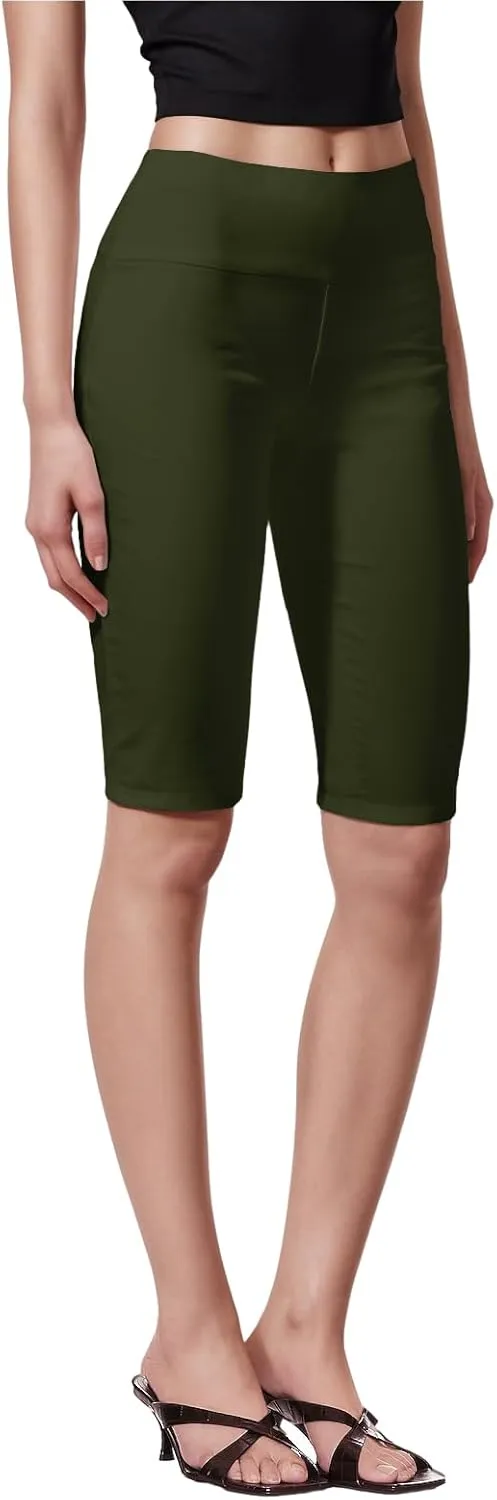 Hybrid & Company Womens Super Stretch Causal Pull On Millennium Twill Bermuda Shorts