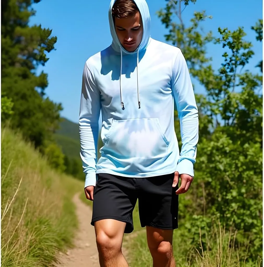 INGEAR Sun Shirts for Men - Lightweight SPF 50  UV Protection Hoodie with Pocket for Fishing, Running, Hiking, Swim Rashguard