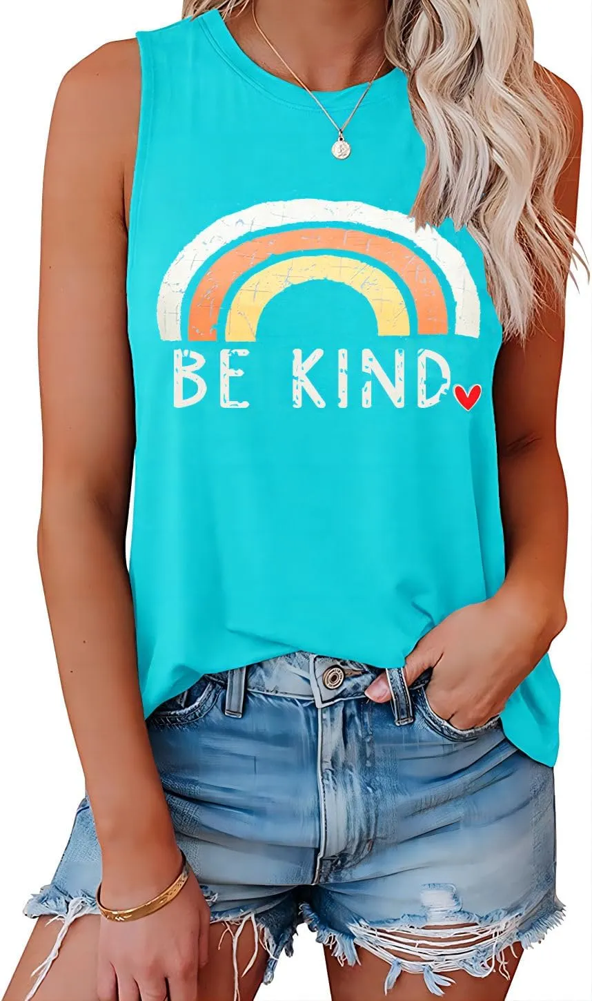 IRISGOD Womens Tank Tops Loose Fit Summer Cute Graphic Sleeveless Shirts Workout Basic Tunic