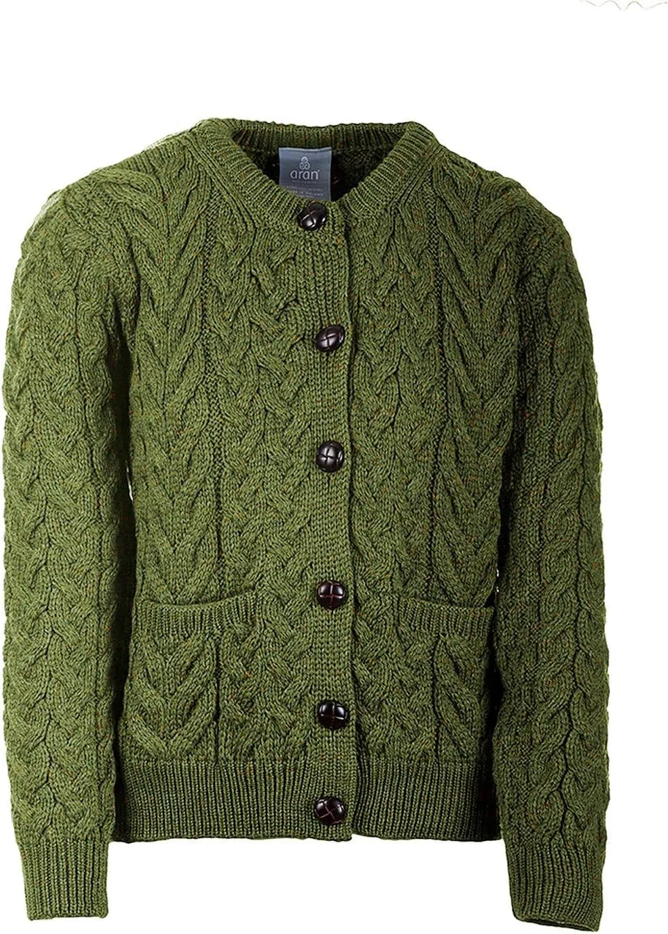 Irish Cardigan Sweater for Women Made in Ireland Supersoft Aran Merino Wool Lumber Jacket
