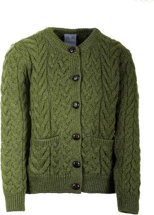 Irish Cardigan Sweater for Women Made in Ireland Supersoft Aran Merino Wool Lumber Jacket