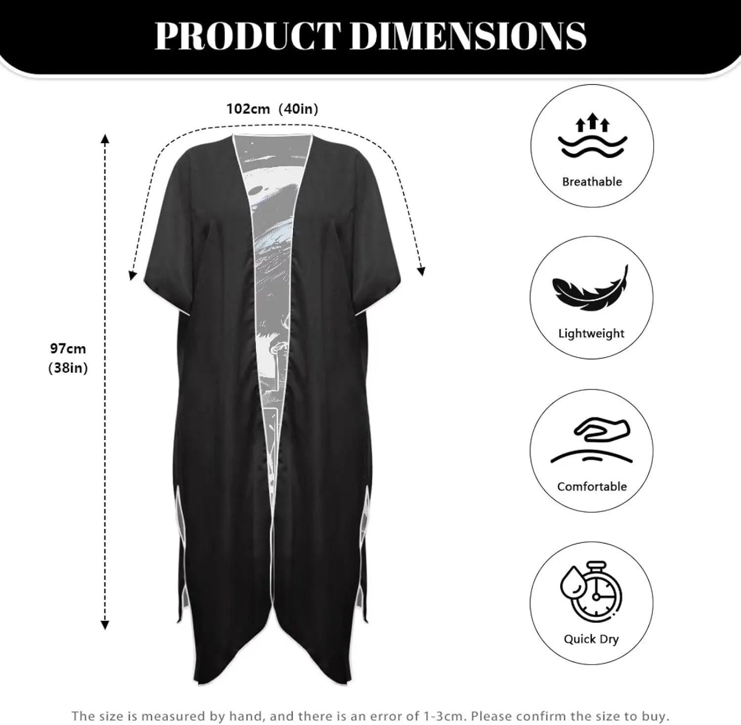 Irisjudy Women's Flowy Beach Kimono Boho Long Bikini Cover Up Dress, Tropical Style Short Sleeve Summer Kimono Cardigans