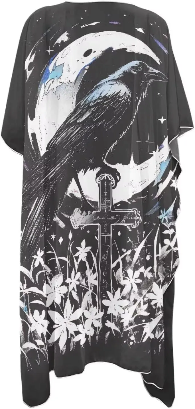 Irisjudy Women's Flowy Beach Kimono Boho Long Bikini Cover Up Dress, Tropical Style Short Sleeve Summer Kimono Cardigans