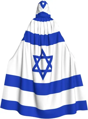 Israeli Flag Print Variety Hooded Cloak For Halloween Carnival Cosplay And Themed Parties Cloak