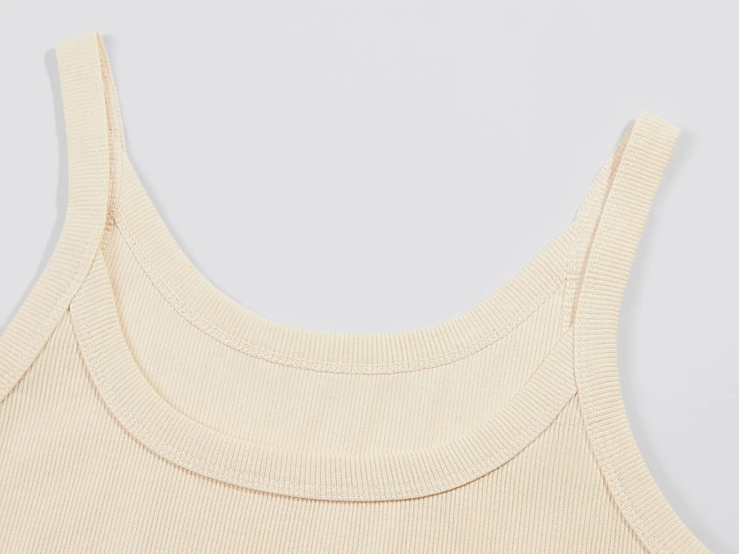 Ivay Womens Scoop Neck Ribbed Knit Tank Top Sleeveless Cotton Wife Beater Camisole Shirts