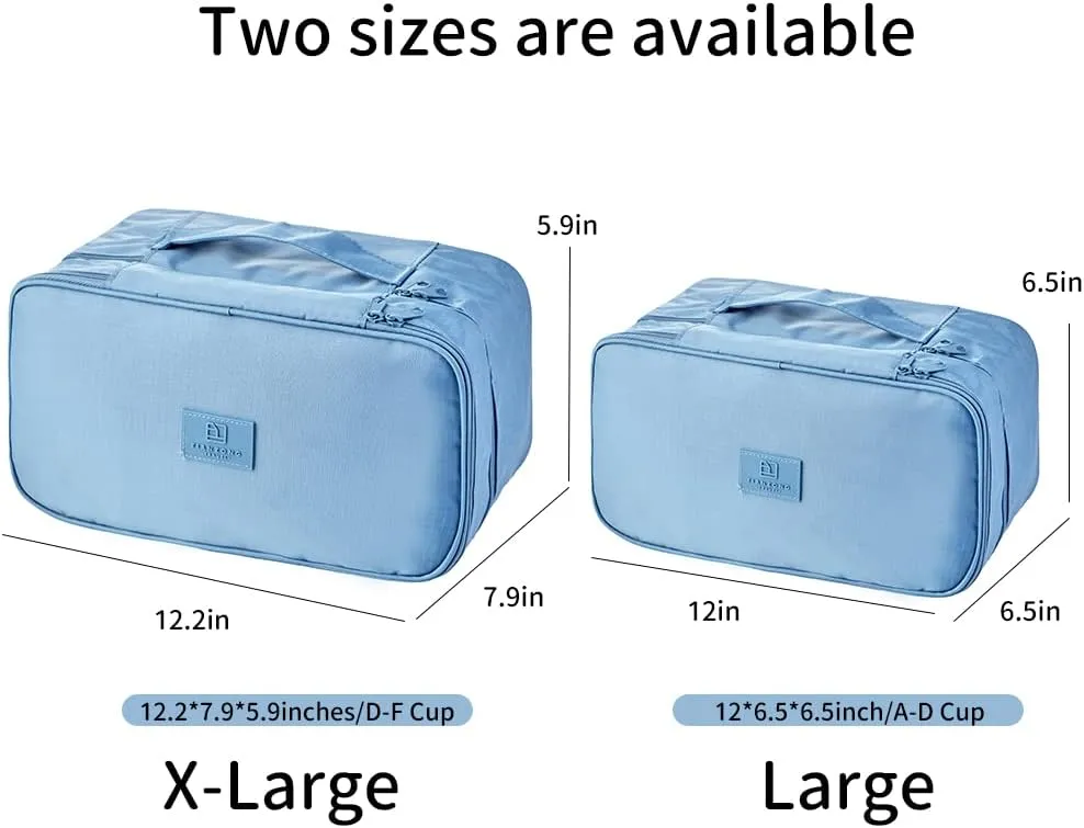 JJ POWER Travel Underwear Organizer Bag, Lightweight Double Layer Large Capacity Cosmetic Bag- Multiple Compartments and Pockets (Sea Blue)