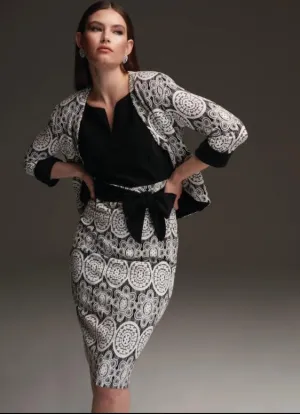 Joseph Ribkoff Dress and Bolero Set Black/White 213717
