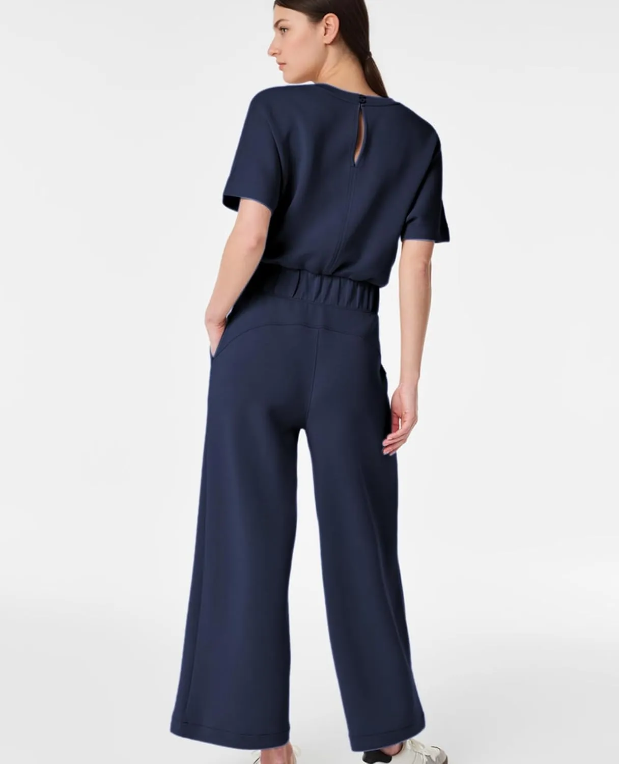 Jumpsuits for Women Casual Short Sleeve Cropped Wide Leg Pants Summer Loose One Piece Romper Jumpers Outfits