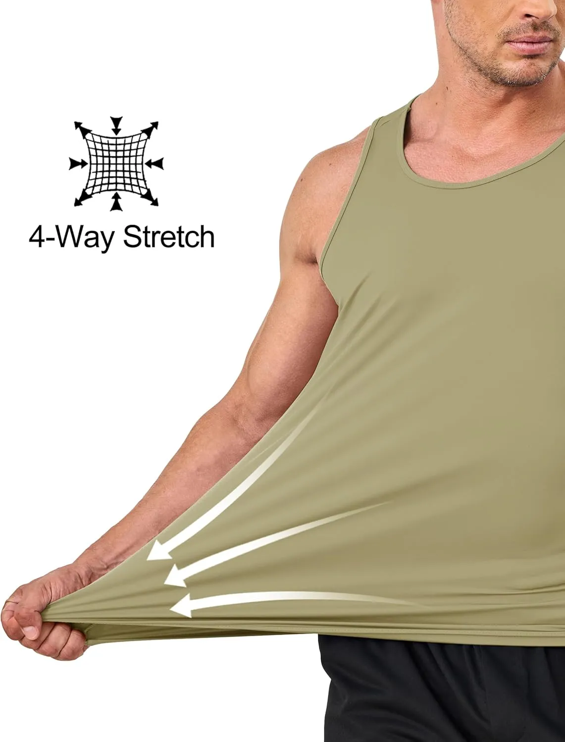 KEFITEVD Men's UPF 50  Tank Top Sleeveless Workout Swim Shirts Quick Dry Muscle Shirt for Bodybuilding Gym Beach