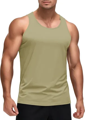 KEFITEVD Men's UPF 50  Tank Top Sleeveless Workout Swim Shirts Quick Dry Muscle Shirt for Bodybuilding Gym Beach